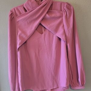 Elegant Pink Crisscross Blouse